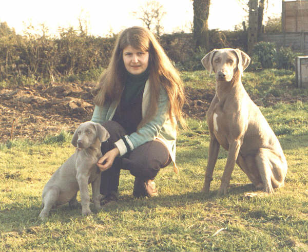 Feebie as a puppy with Elaine & April